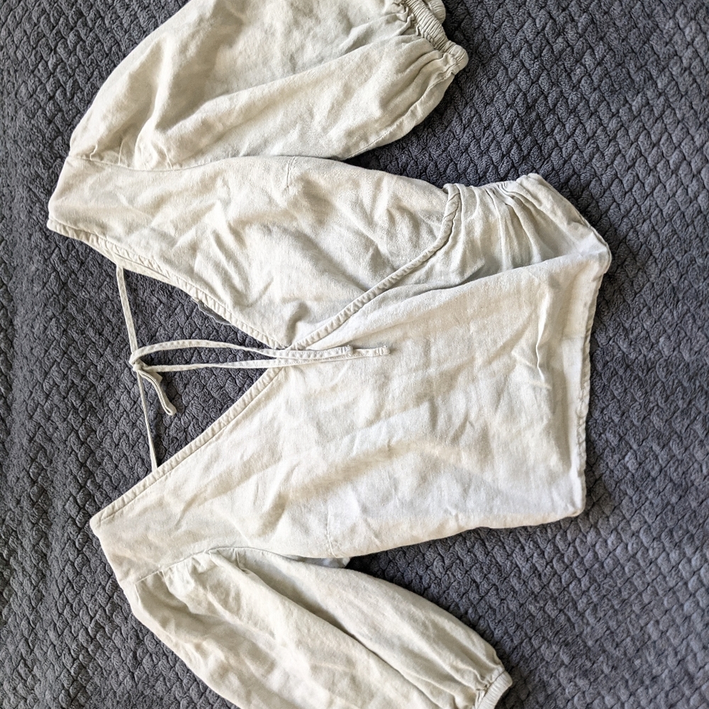 Abercrombie Linen Blend Wrap Front Top